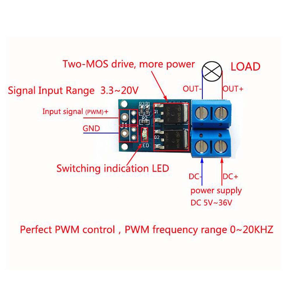 HARRIETT Arduino PWM switch control board Adjust Trigger Switch Driver Module MOS Tube MOSFET Field effect tube PWM Smart Electronics 15A 400W Regulator Control Panel/Multicolor