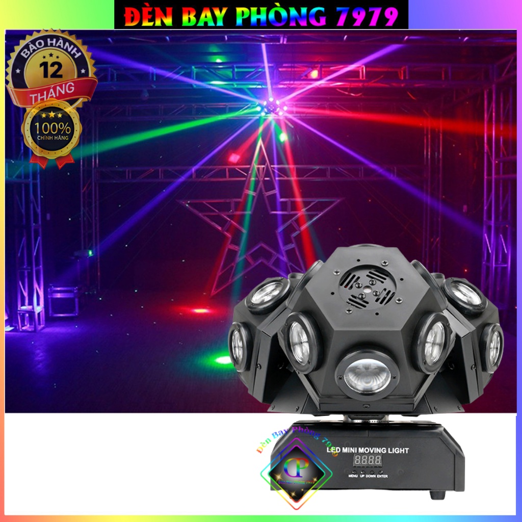 Đèn Laser Moving 3 Đầu Độc Lập 18 Mắt Led Có Laser Cảm Biến Âm Thanh Thích Hợp Cho Phòng Bay, Karaoke, Bar, Vũ Trường...
