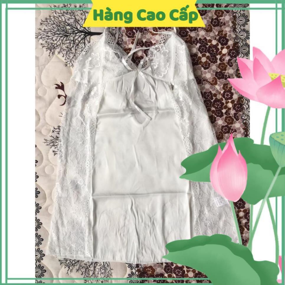 Váy Ngủ Sexy Gợi Cảm Váy Ngủ Lụa Hai Dây Phối Ren Hông Gợi Cảm Màu Trắng Kèm Hình Thật Shop Chụp | BigBuy360 - bigbuy360.vn