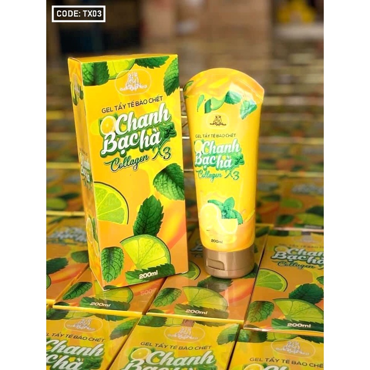 [GIÁ SỈ] Gel Tấy Tế Bào Chết Chanh Bạc Hà Collagen x3 200ml✔️FREESHIP✔️ Sạch Nhờn, Ngừa Mụn