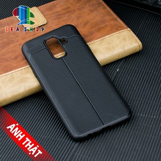 Ốp Samsung Galaxy A6 Plus 2018 vân da loại A - Nhựa dẻo - Chống sốc - Chống trơn trượt - Kính cường lực 9D full màn