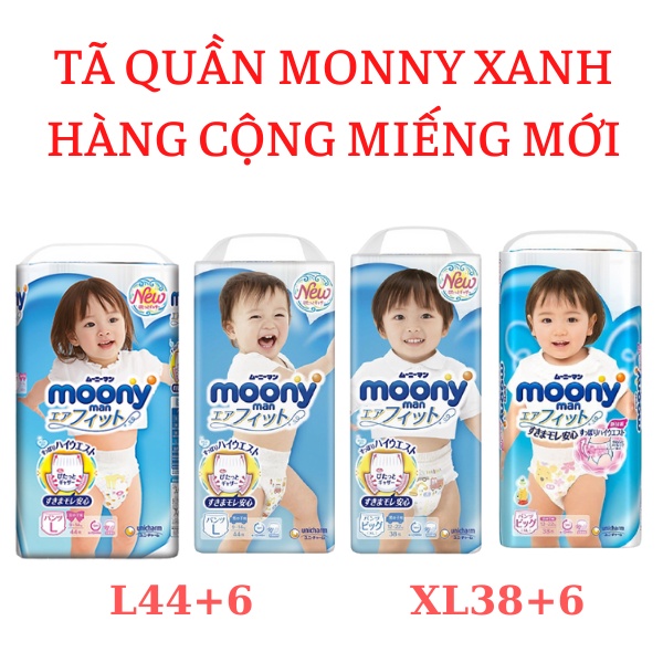 [MẪU MỚI CỘNG 6] Tã quần Monny L44/XL38 Boy/Girl