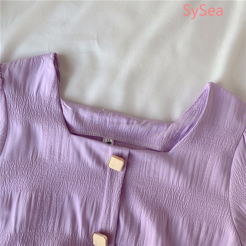 Áo Voan Cổ Vuông Thời Trang Mùa Hè Pháp Ngọt Ngào Cho Nữ