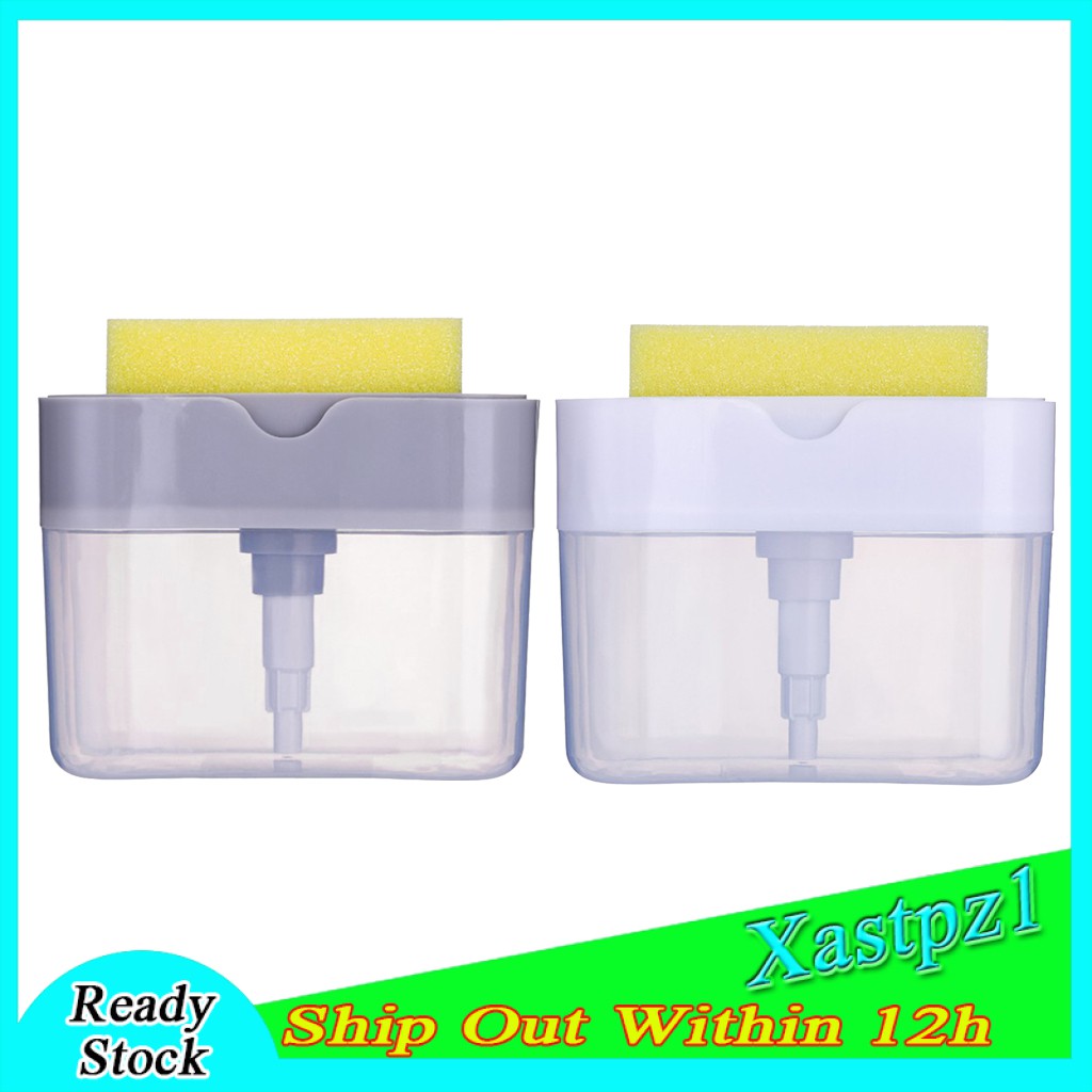 [Ready Stock] Kitchen Dishwashing Soap Pump Dispenser and Sponge Holder Handy Soap Box
