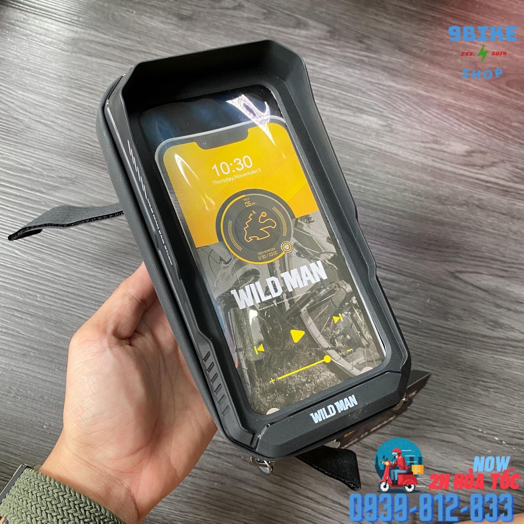 Túi treo sườn xe đạp cảm ứng điện thoại chống sốc kháng nước Wildman XT02 dây dán