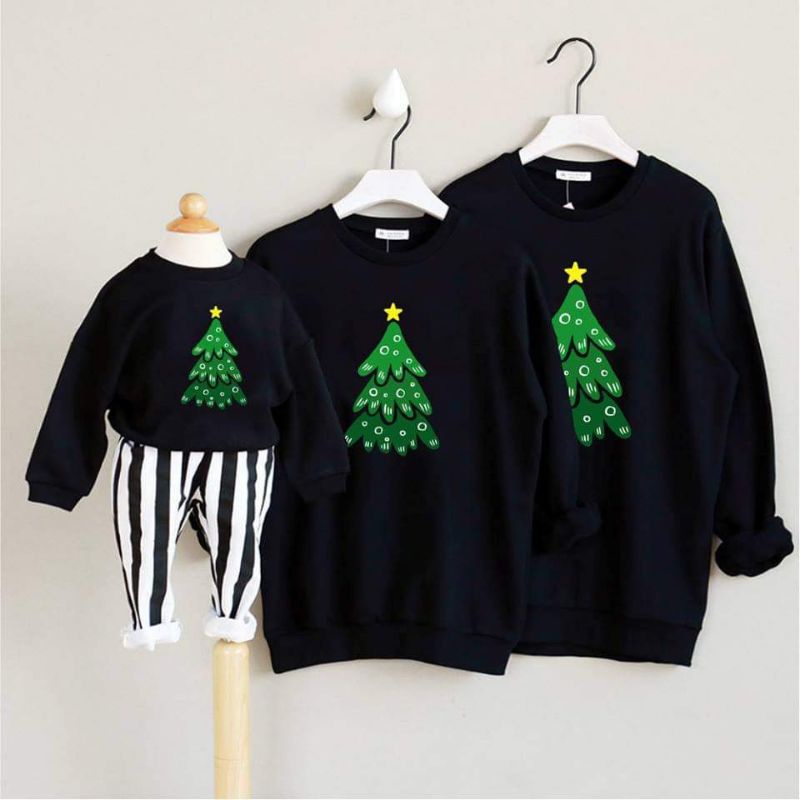 Áo gia đình Noel thu đông, vải nỉ đẹp mặc ấm hàng loại 1