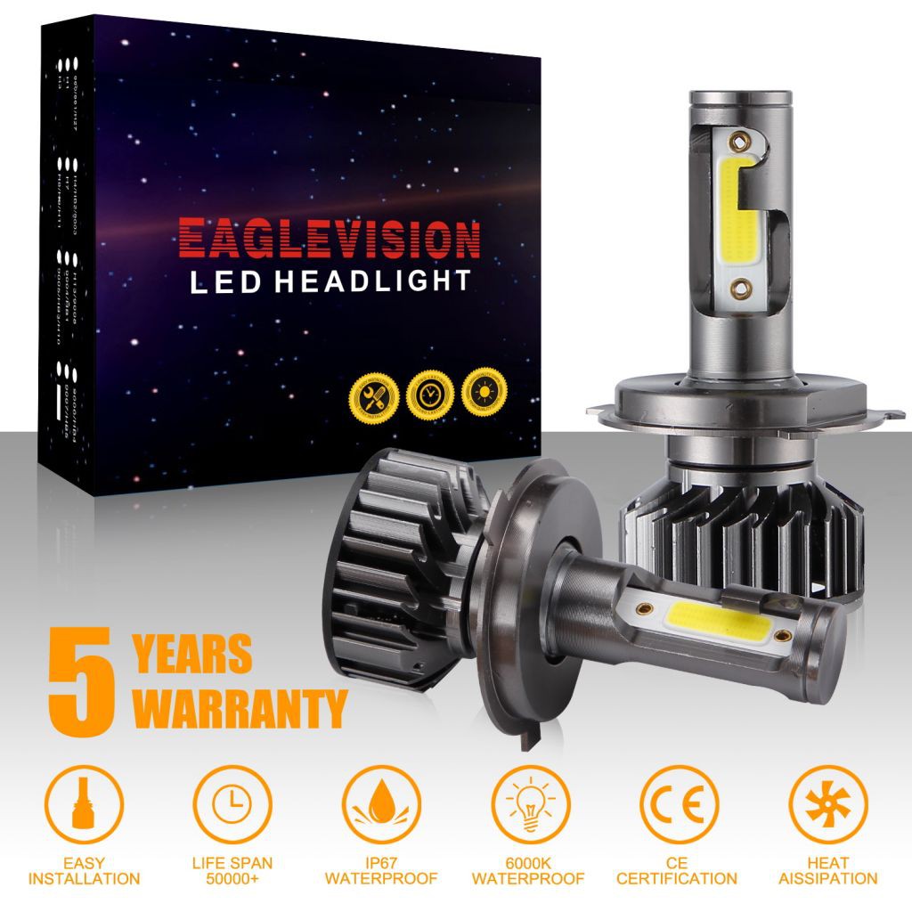 Pair COB H4 9003 HB2 LED Headlight Bulb Kit 1500W 280000LM Hi-Low Beam Xenon 6000K White