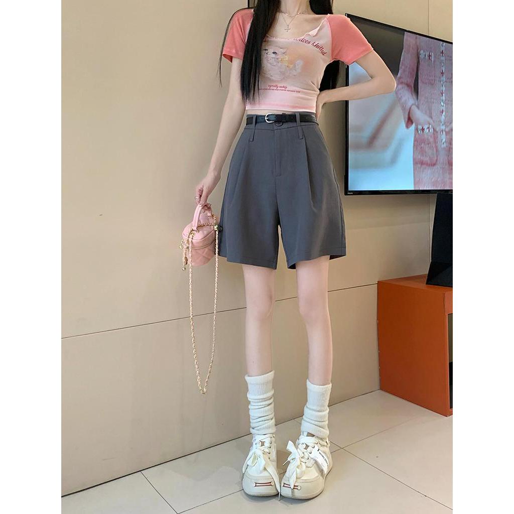 61748 Miễn Phí Thắt Lưng Quần Short Nữ Màu Đen Phong Cách Mới Mùa Hè