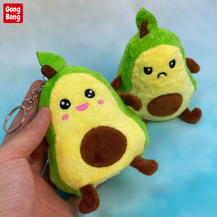 Móc khóa bơ bông cảm xúc lật 2 mặt gấu bông hình quả bơ mini cute dễ thương avocado reversible Gong Bong Store