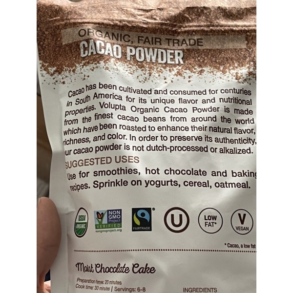 Bột Cacao Volupta 907g Hữu Cơ