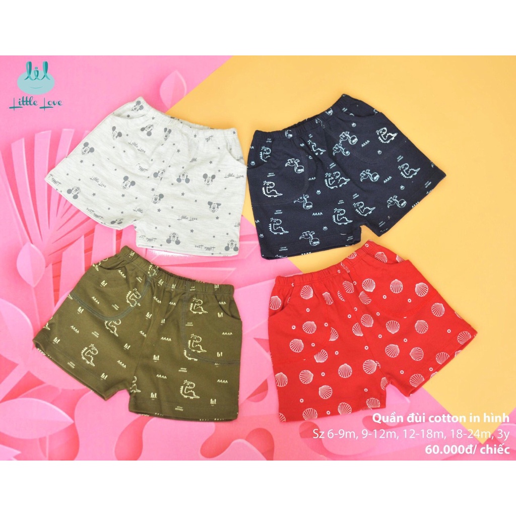 [CHÍNH HÃNG] Quần đùi cotton in hình họa tiết trẻ em Little love