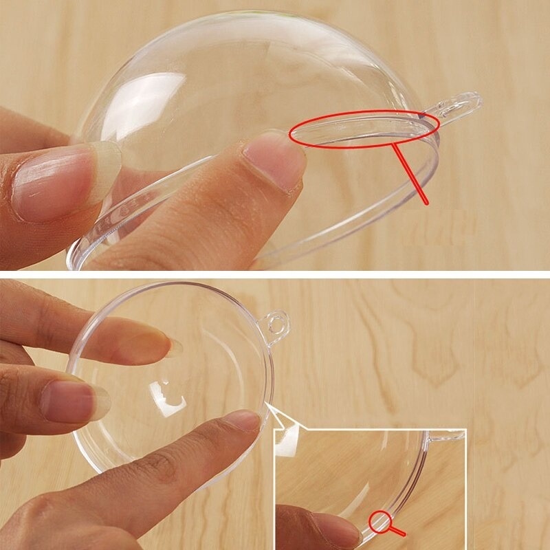 Quả Cầu Rỗng Bằng Nhựa Trong Suốt Treo Trang Trí Giáng Sinh 5 / 6 / 8 / 10cm DIY