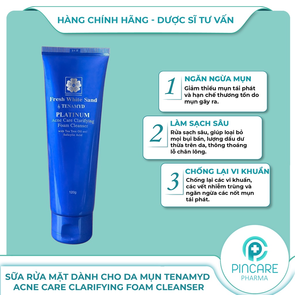 Sữa rửa mặt cho da mụn Tenamyd Acne Care Clarifying Foam Cleanser 120g - Hàng chính hãng - Nhà thuốc PinCare