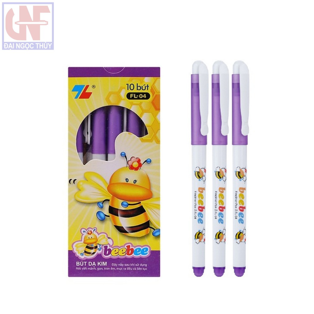 Bút lông kim Beebee viết dạ Thiên Long FL-04 màu tím hộp 10 cây - Đại Ngọc Thùy Shop