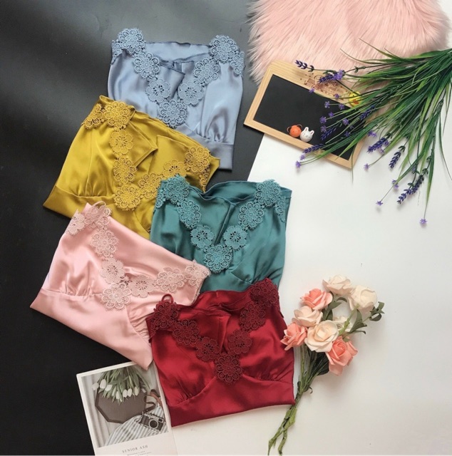 KELLY WANG SX412 bộ ngủ lụa satin cao cấp- đồ ngủ gợi cảm (Có muốt ngực) | BigBuy360 - bigbuy360.vn