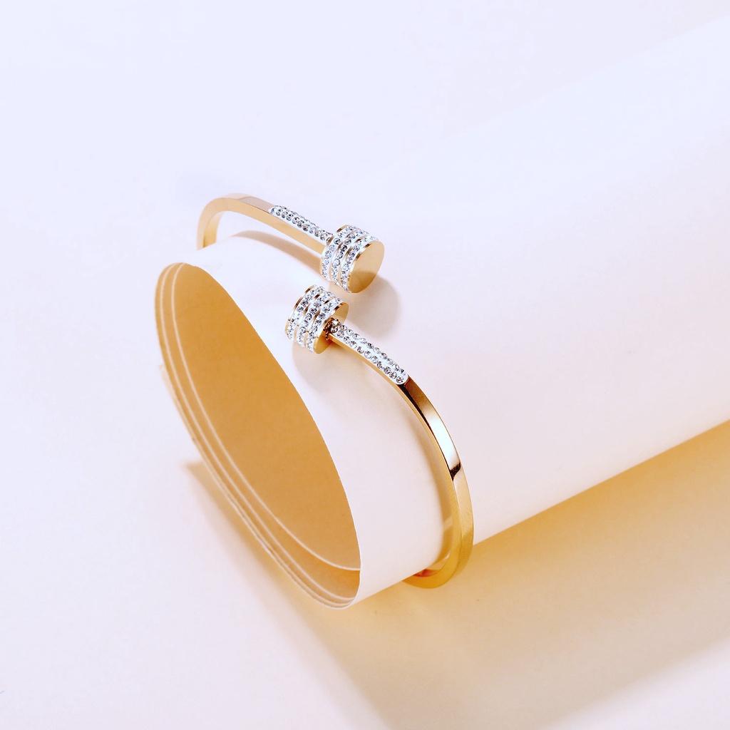 Vòng đeo tay OPK GH999 bằng thép titan khảm đá zircon kiểu Hàn sang trọng dành cho nữ