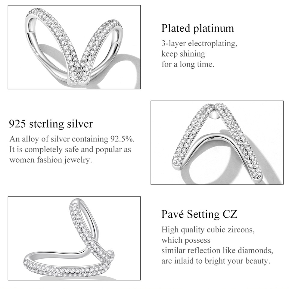 1 Bông Tai Bamoer bạc 925 Hai Lớp Thời Trang Cá Tính Dành Cho Nữ