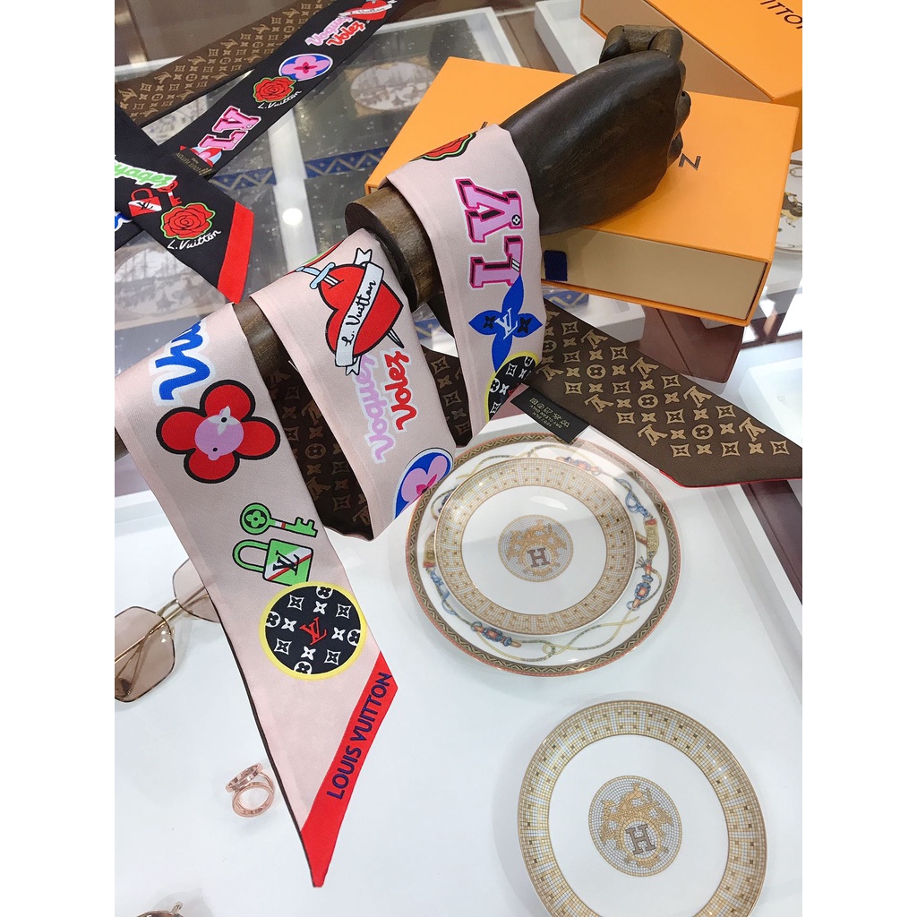 Khăn Choàng Cổ / Xách Tay Bằng Ruy Băng Lụa In Họa Tiết Hoa Cho Nữ