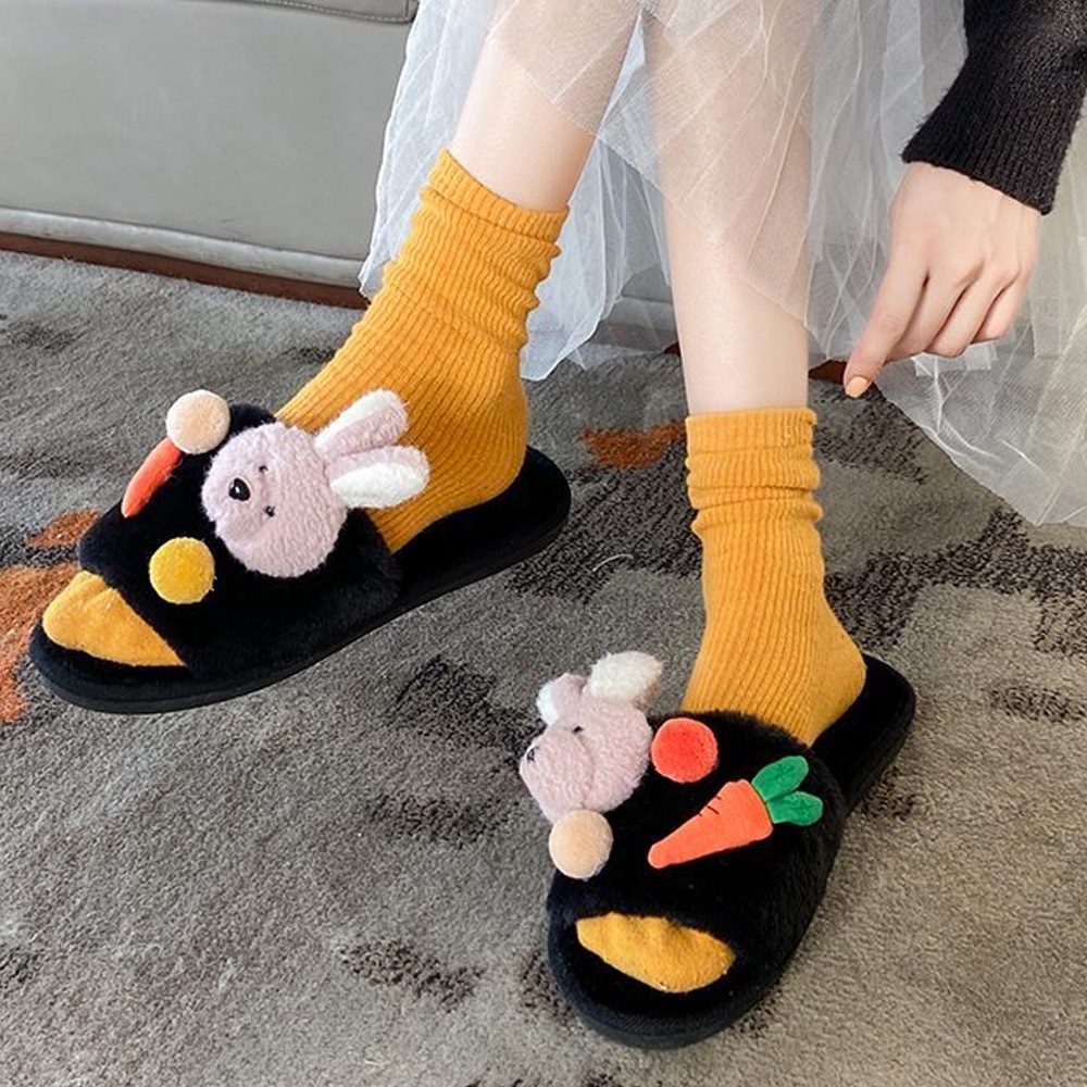 Dép bông thỏ siêu êm chân, dép đi chơi, sử dụng trong nhà vào mua đông ấm áp