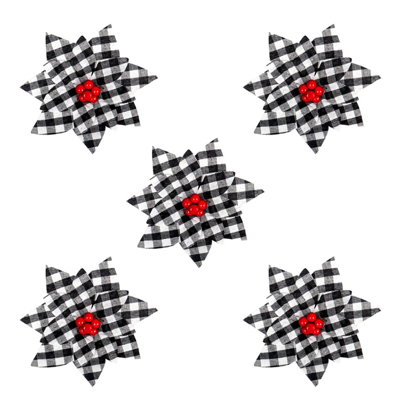 1 Set 5 Bông Hoa Poinsettia Trang Trí Giáng Sinh