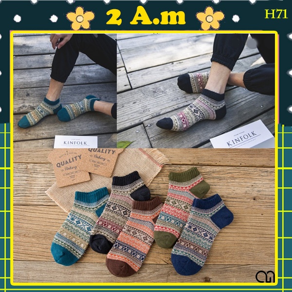 Tất Vớ Cổ Cao Nam Nữ Họa Tiết Thổ Cẩm Thời Trang Nhiều Màu Unisex Style Hàn Quốc