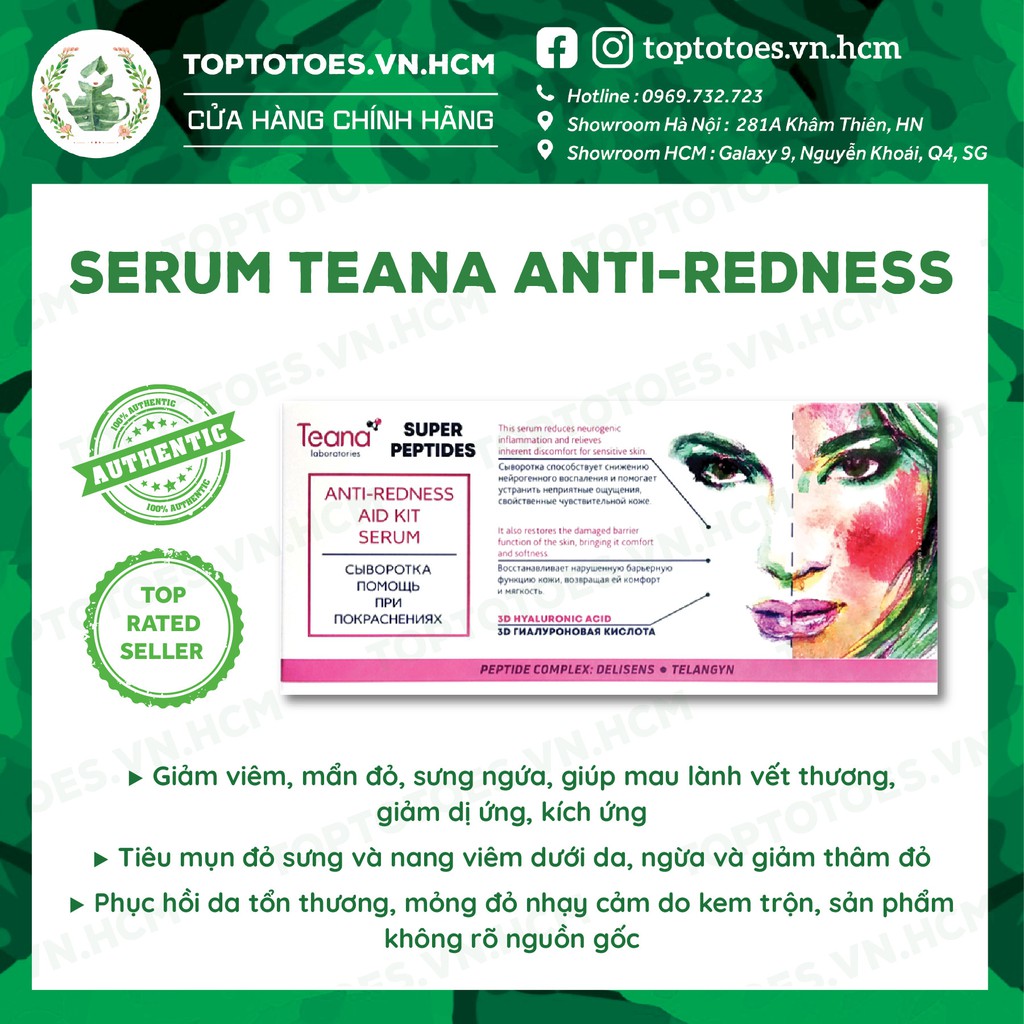 Serum Teana Super Peptides Anti-redness giảm sưng viêm, mẩn đỏ, mụn