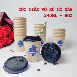 50 chiếc cốc giấy nắp đen 240ml - 8oz MINI CAFE