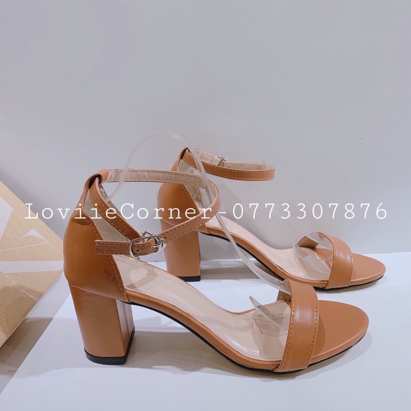 SANDAL CAO GÓT 5P LOVIIECORNER - GIÀY CAO GÓT QUAI MẢNH - SANDAL CAO GÓT ĐẾ VUÔNG 7CM CÔNG SỞ - SANDAL GÓT VUÔNG G210509
