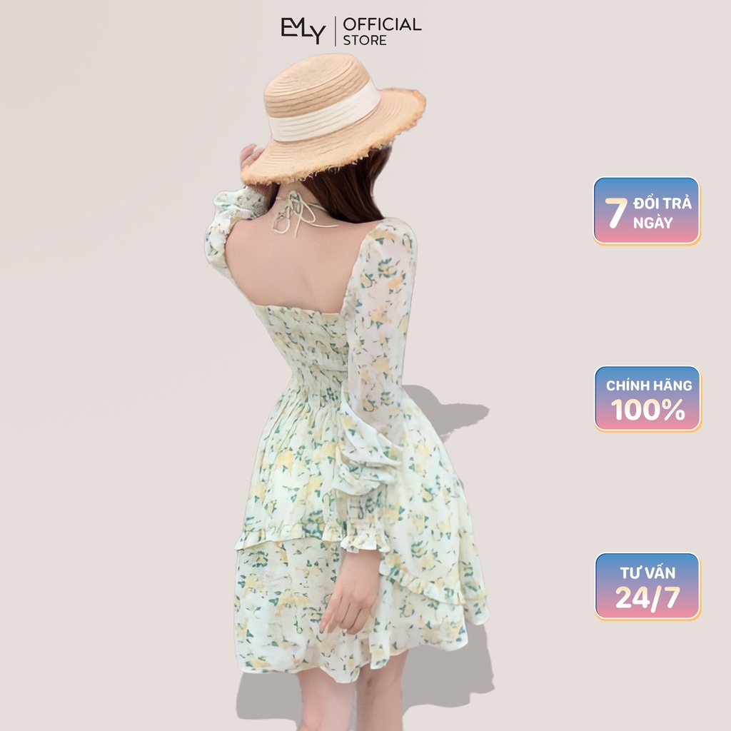 Đầm nữ hoạt tiết hoa nhí tay dài Emilyshop