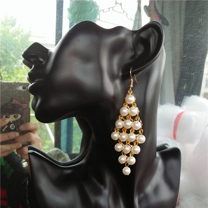 Bông Tai Mạ Bạc 925 Dáng Dài Đính Hạt Ngọc Trai Thời Trang Hàn Quốc Cho Nữ