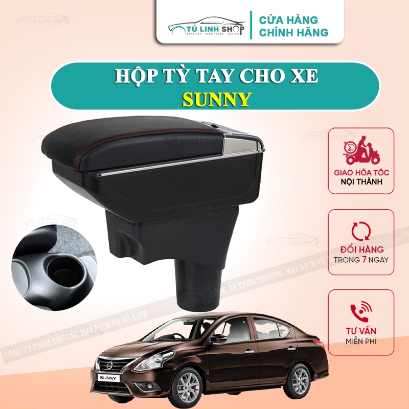 Hộp tỳ tay xe SUNNY cao cấp tích hợp cổng sạc USB - Bảo hành 12 tháng