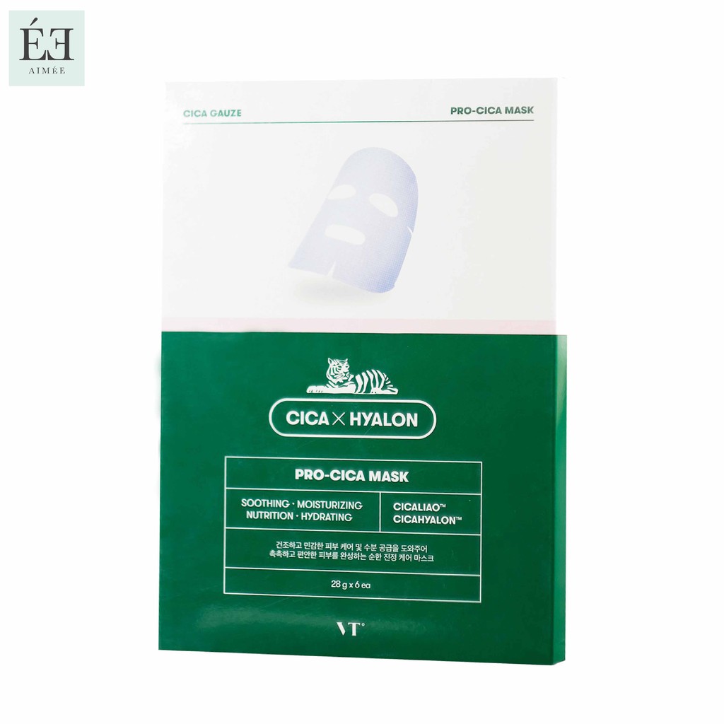 Hộp 6 miếng Mặt Nạ Dưỡng Ẩm Giảm Mụn và Thâm Mụn, Dưỡng Trắng Da  VT PRO-CICA MASK