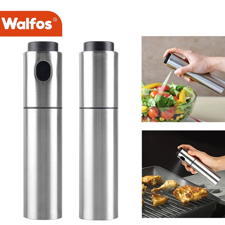 Bình Xịt Dầu Olive/Giấm Walfos Bằng Thép Không Gỉ Có Thể Đổ Đầy 4x18cm