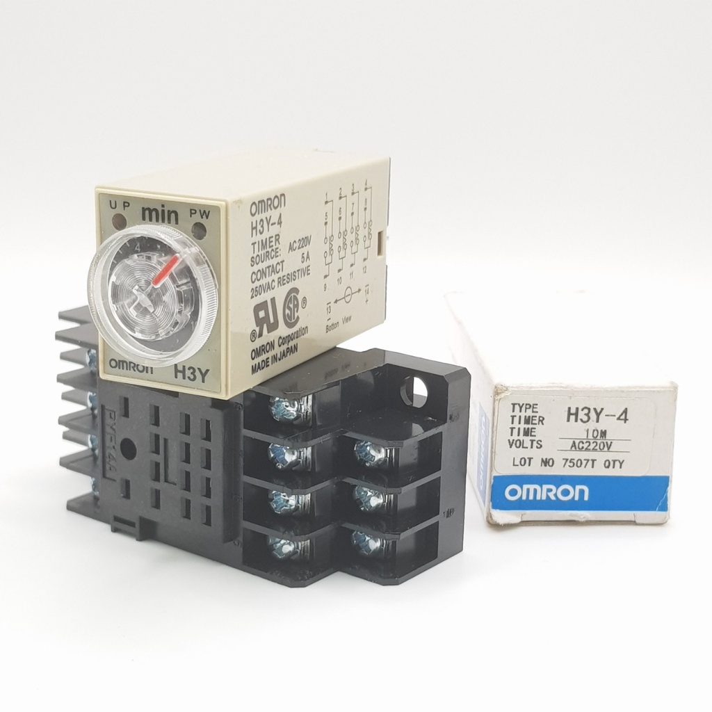 Rơ le 220V 10 phút, Relay thời Gian 220V 10M, H3Y-4, rơ le thời gian, relay omron