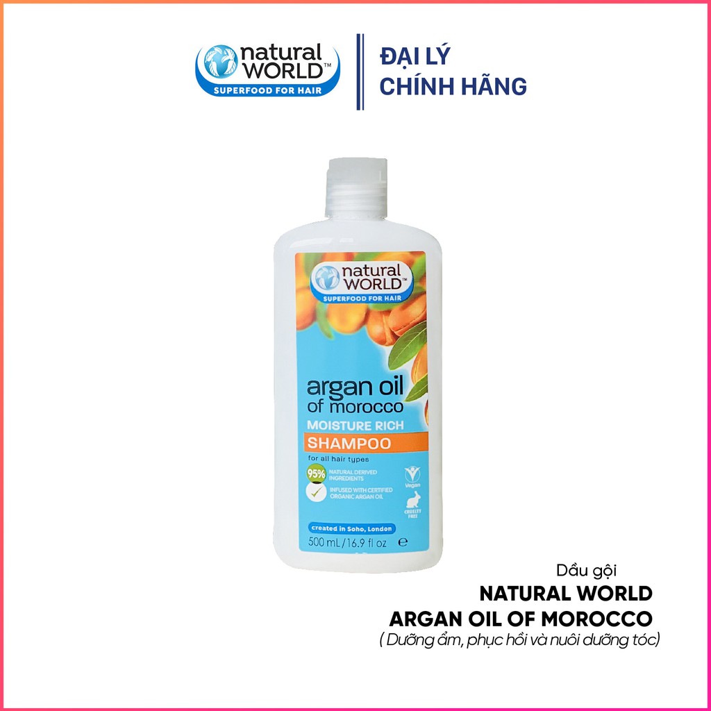 Dầu gội Natural World Argan oil of Morocco  500ml nuôi dưỡng, phục hồi tóc  - Londonstore.vn