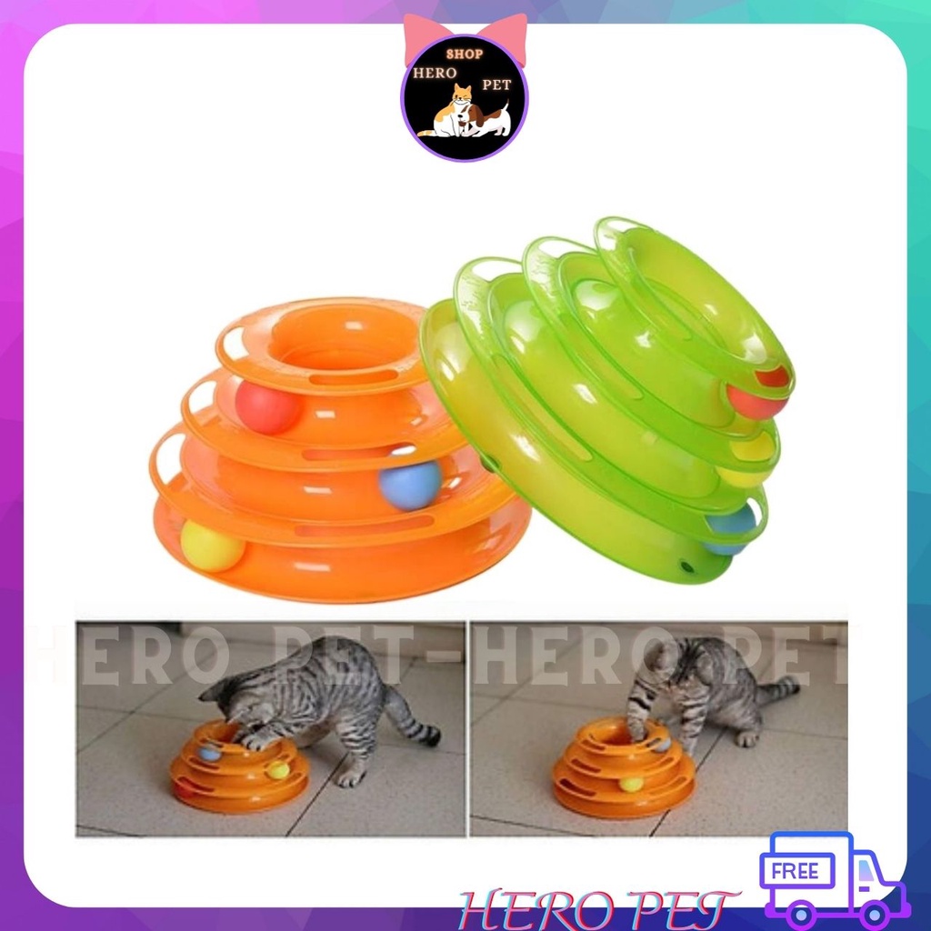 Đồ chơi cho Mèo - Tháp Bóng 3 Tầng - Hero Petshop