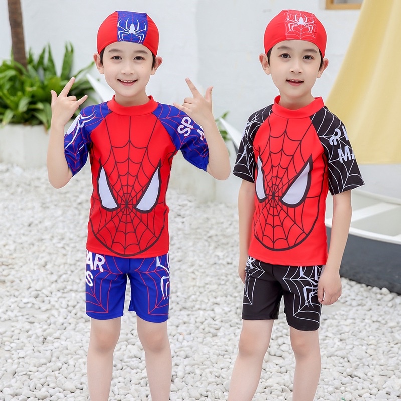 [SIZE ĐẠI] Bộ đồ bơi người nhện bé trai 3 mảnh hàng đẹp