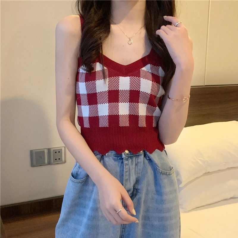 COZOK Áo Len Hai Dây Ngắn Dáng Ôm Phong Cách Hàn Quốc Thời Trang