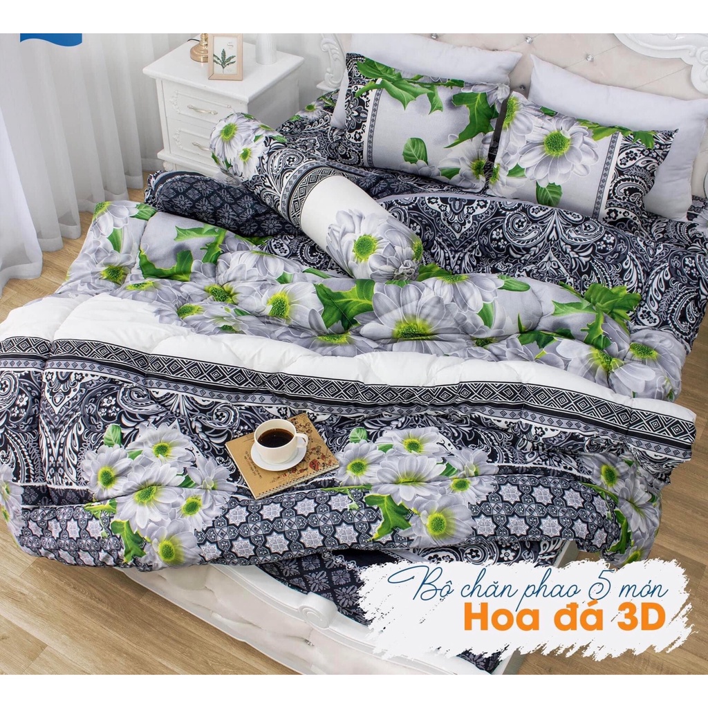Bộ 5 món chăn phao Cotton Poly, Set 5 món chăn phao Cotton Poly miễn phí bo chun ga giường
