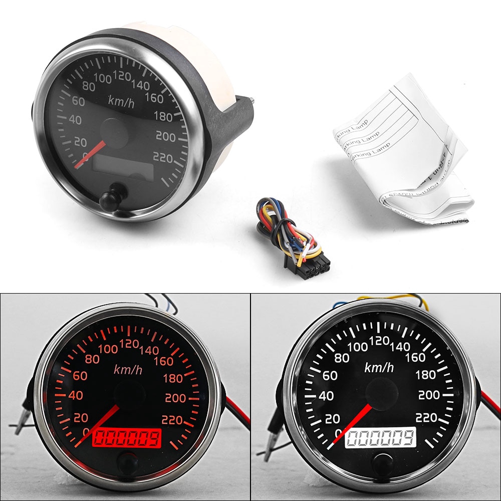Đồng Hồ Đo Tốc Độ Thông Dụng 220km / h 85mm 12v 24v Với Ánh Sáng Trắng / Hổ Phách Và lcd Cho Xe Hơi / Xe Tải / Tàu Thuyền