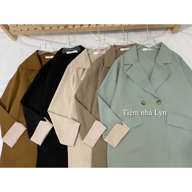 Áo blazer dài tay phối tay xắn / Áo vest công sở 1 lớp phối tay
