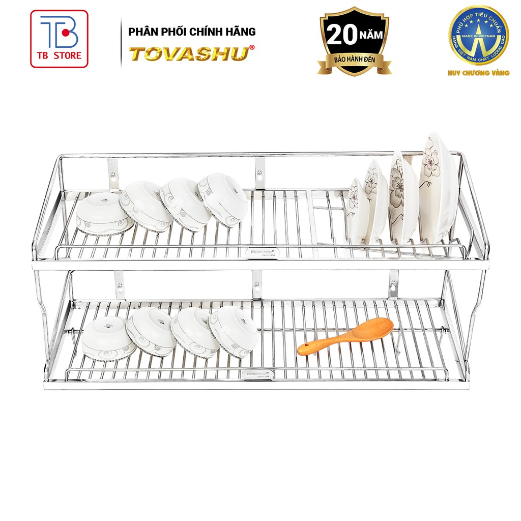 Kệ sóng chén bắt vít 2 tầng X2 Tovashu inox 304, giá để chén đũa cao cấp, kệ úp chén bát - BẢO HÀNH 20 NĂM