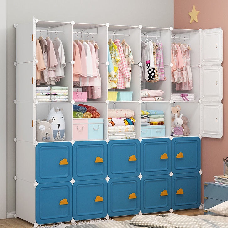 Tủ quần áo trẻ em đơn giản phòng ngủ nhà bằng vải nhựa tủ đựng quần áo nhỏ