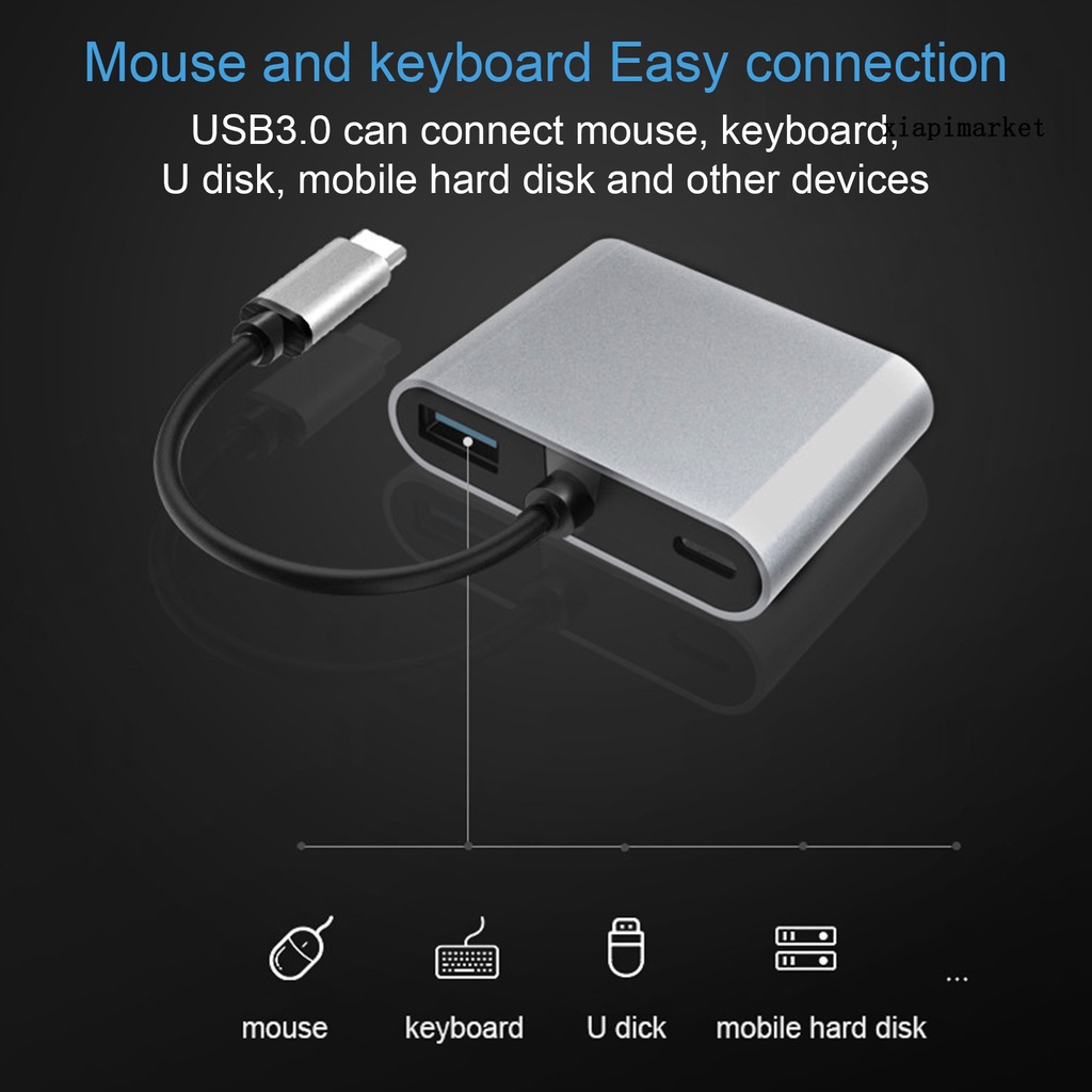 LOP_4-in-1 Type-C Hub 4K VGA 1080P Dual Screen Display PD USB 3.0 USB-C Docking Station