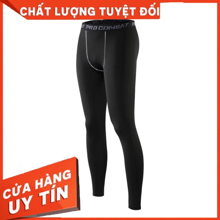 [FREESHIP] QUẦN GIỮ NHIỆT COMBAT PRO LEGGING TẬP GYM NAM DÁNG DÀI MÀU ĐEN