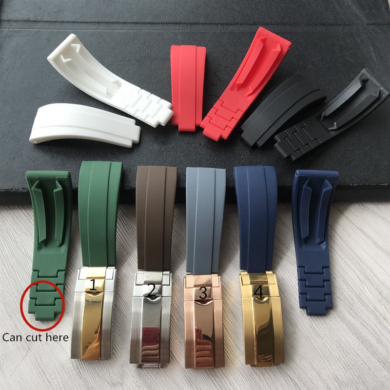 Rolex Dây đeo đồng hồ bằng cao su màu xanh đen 0715 cho thuyền kayak