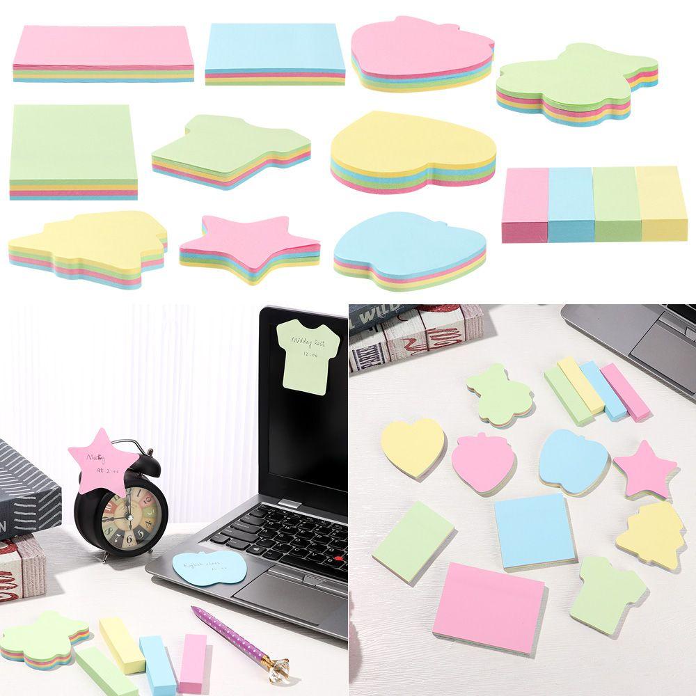 Set 100 Tờ Giấy Ghi Chú Tự Dính Chống Thấm Nước Màu Kẹo Ngọt Đơn Giản Cho Trường Học/Văn Phòng