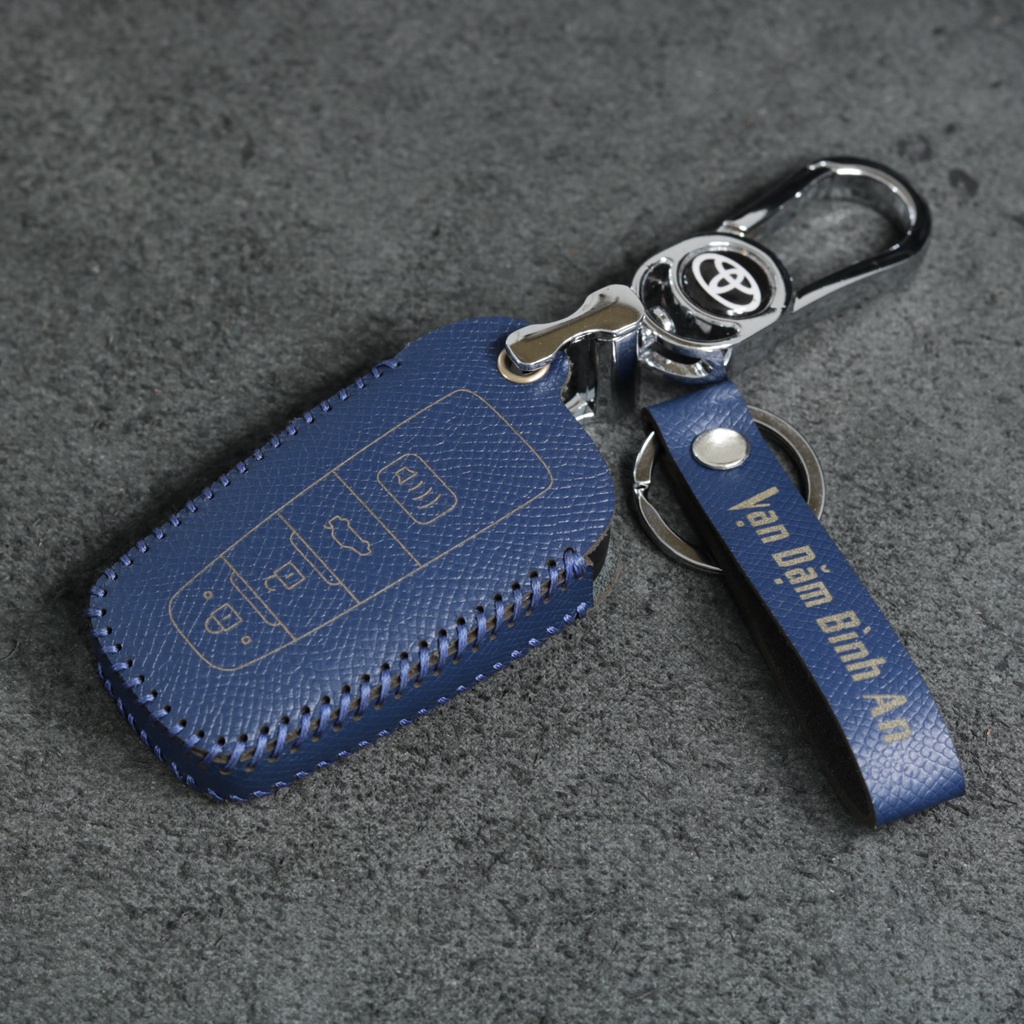 Bao da móc khoá bọc ốp chìa khóa xe ô tô Toyota Altis 2022, da bò, nhiều màu, khâu thủ công To28AT