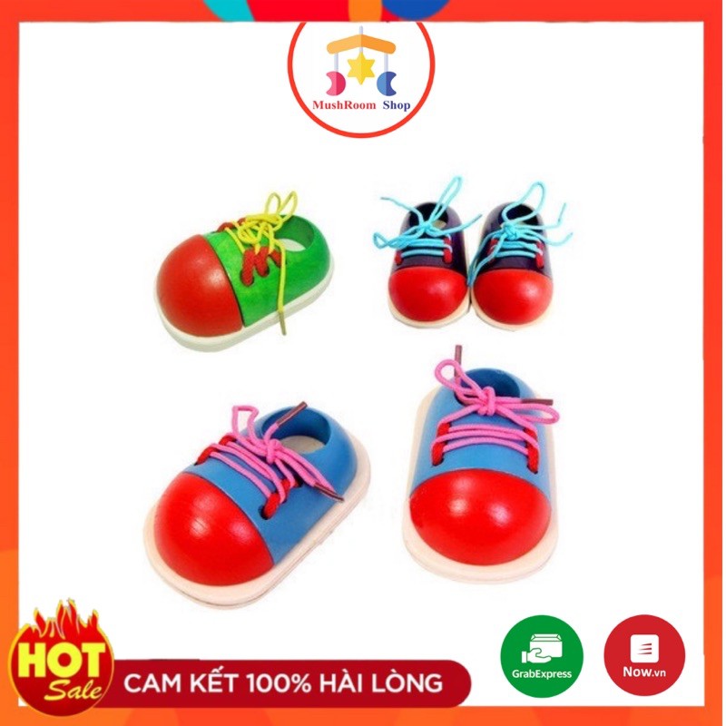 Đồ Chơi 1 Chiếc Giày Gỗ Luyện Tập Xỏ Dây Giày Cho Bé