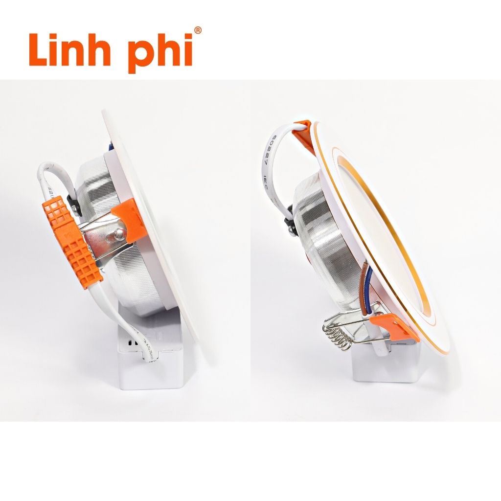 Đèn Led Âm Trần Downlight LINH PHI 7W Làm Từ Hợp Kim Nhôm Cao Cấp, Thiết Kế Hai Loại Đế Viền Đổi Màu